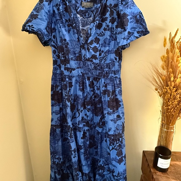 Anthropologie Blue Floral Somerset Dress - Picture 1 of 3